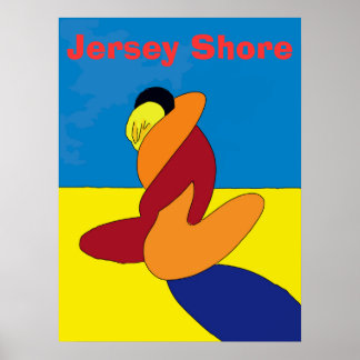 Affiches Couple sur Jersey Shore Beach Abstrait