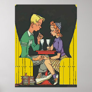Affiches Couple vintage avec soda