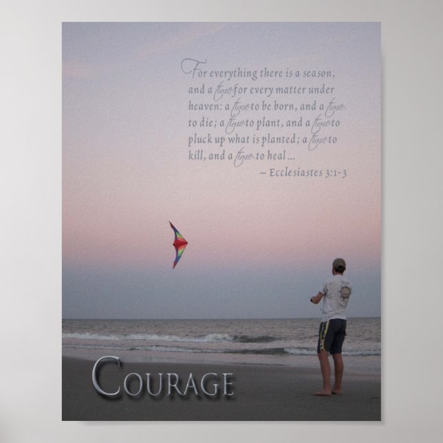 Affiches Courage Kite Flyer sur la plage (Devant)