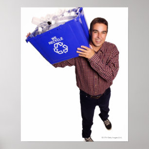 Affiches Courbe d'un homme souriant tout en tenant a