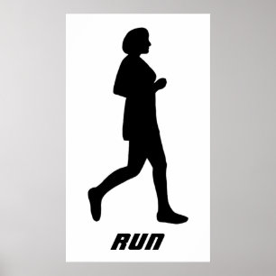 Affiches Coureur noire Silhouette féminine Coureur
