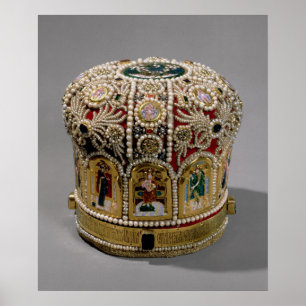 Affiches Couronne de mitre réglée avec des perles et de