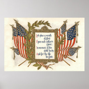 Affiches Couronne du drapeau américain Jour du Souvenir