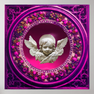 AFFICHES COURONNE FLEURIE ROSE D'ANGE DE LA RENAISSANCE FLO