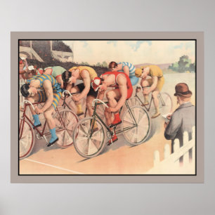 Affiches Course de bicyclette vintage de dessin de Litho