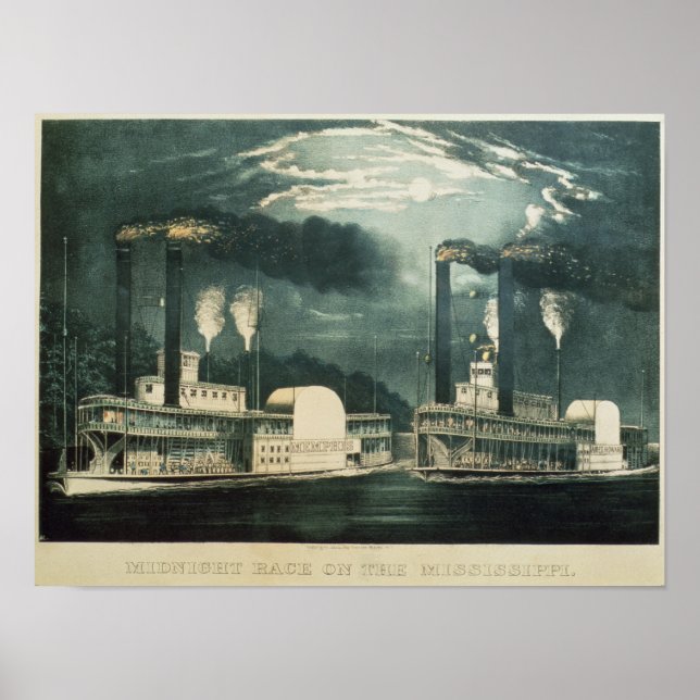 Affiches Course de minuit sur le Mississippi, 1875 (Devant)