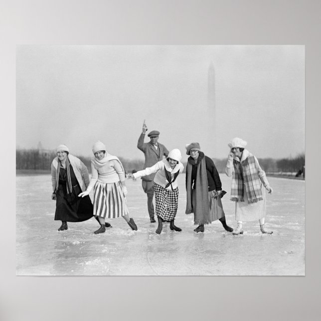 Affiches Course de patinage sur glace, 1925. Photo ancienne (Devant)