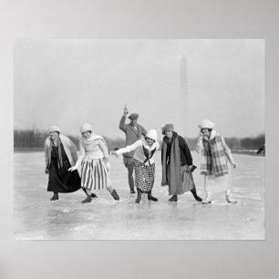 Affiches Course de patinage sur glace, 1925. Photo vintage
