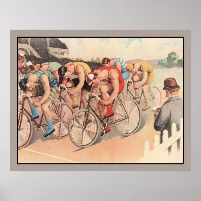 Affiches Course vintage Litho Dessin à vélo (Devant)
