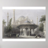 Court and Fountain of St. Sophia, Istanbul, engrav