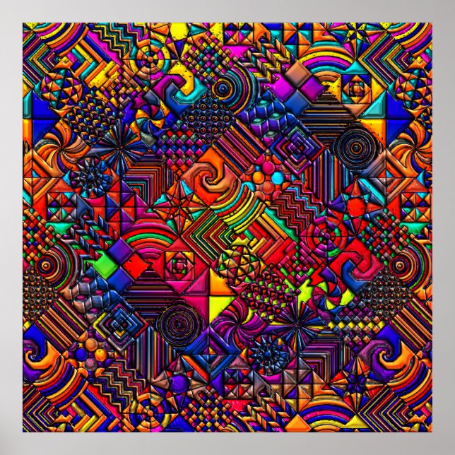 Affiches courtepointe numérique moderne rétro (Devant)