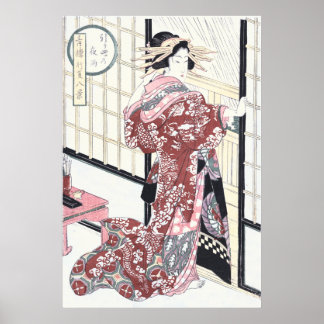 Affiches Courtesan japonais Ukiyo-e avec des ornements de c