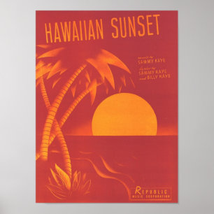 Affiches Couverture Vintage du Sunset hawaïen