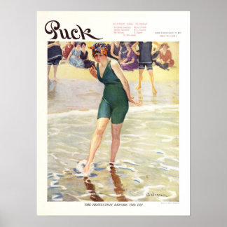 Affiches Couverture vintage Puck Magazine 1915, plage