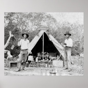 Affiches Cow-boys au campement, 1890. Photo ancienne