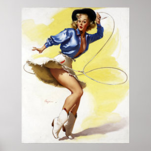 Affiches Cow-girl avec le Pin de lasso