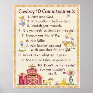 Affiches Cowboy 10 Commandments - Farm Fun (large)