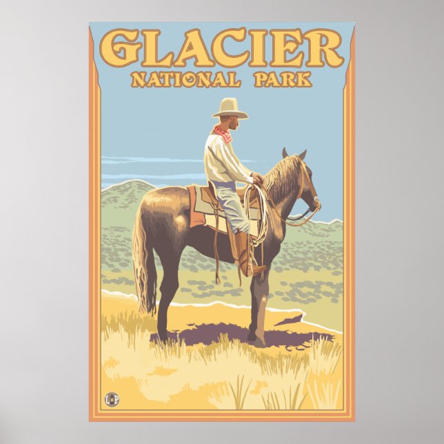 Affiches Cowboy à cheval - Parc national des Glaciers, MT (Devant)