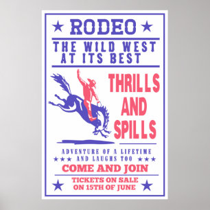 Affiches cowboy américain de rodéo buccant bronco