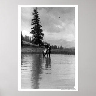 Affiches Cowboy dans un étang