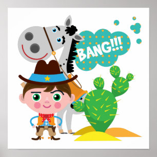 Affiches Cowboy et cheval