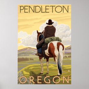 Affiches Cowboy & Horse - Pendleton, Oregon