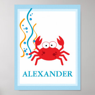 Affiches CRAB Under the Sea CUSTOM NAME PRINT
