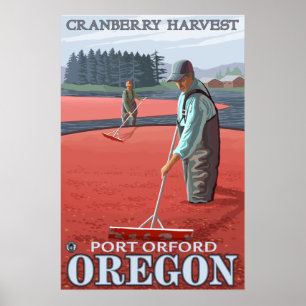 Affiches Cranberry Bogs Harvest - Port Orford, Oregon