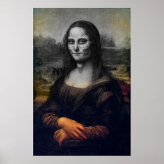 Affiches crâne à sucre mona lisa