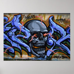Affiches Crâne affreux aux yeux brûlants