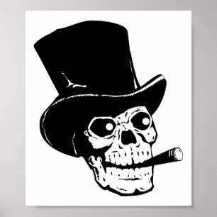 Affiches Crâne avec chapeau supérieur