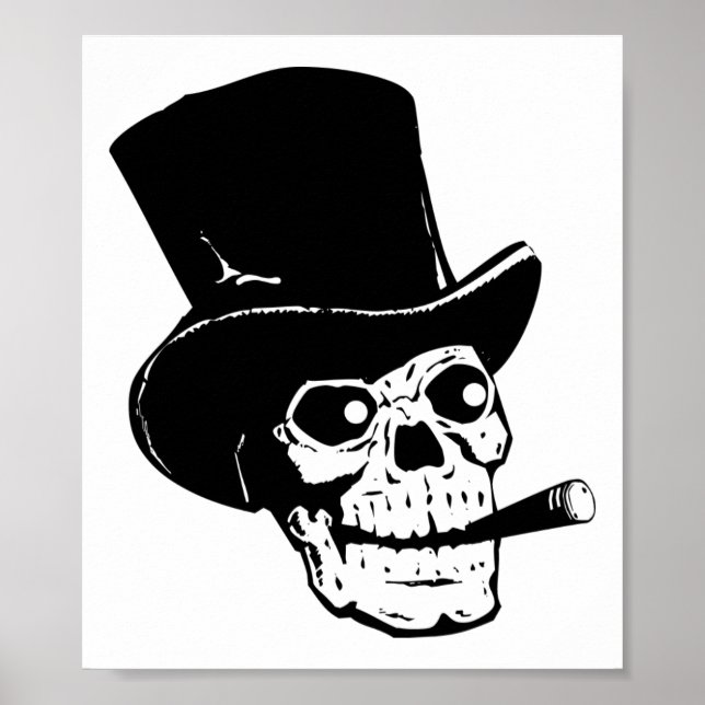 Affiches Crâne avec chapeau supérieur (Devant)