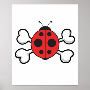 Affiches crâne de coccinelle et os croisés
