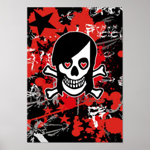 Affiches Crâne de fille Emo