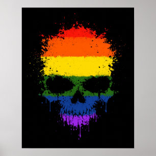 Affiches Crâne d'éclaboussure d'égoutture d'arc-en-ciel de