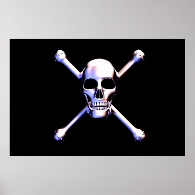 Affiches Crâne et os croisés - Tête de métal (Devant)