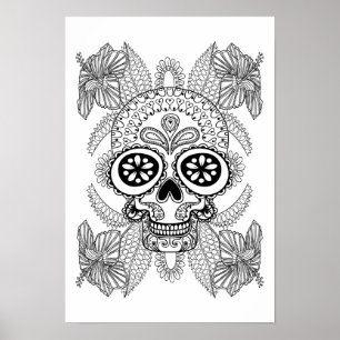 Affiches Crâne Inspiré Dans Les Fleurs 2