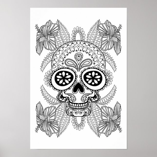 Affiches Crâne Inspiré Dans Les Fleurs 2 (Devant)