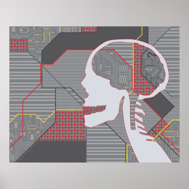 Affiches crâne logique du coeur confus (Devant)