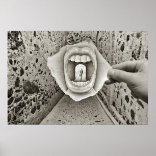 Affiches Crayon contre l'appareil-photo - bouche