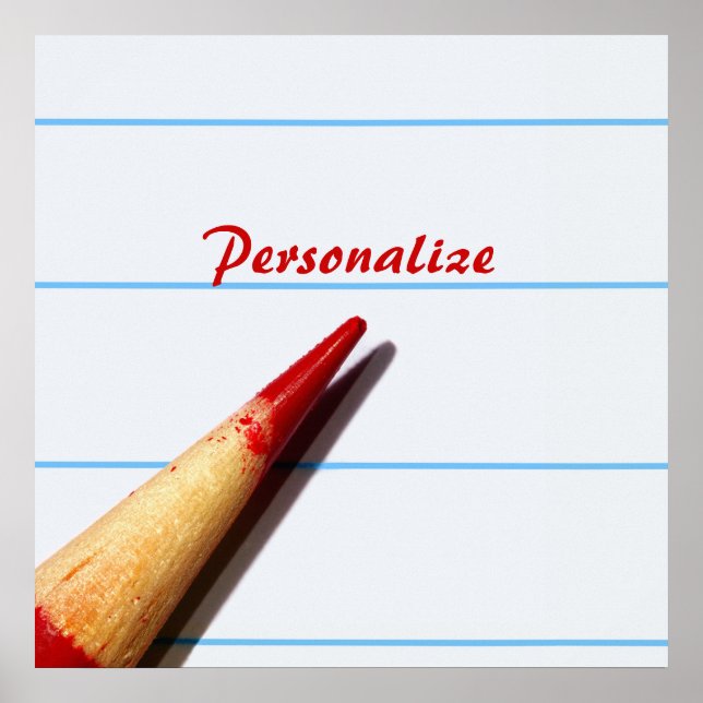 Affiches Crayon De L'Enseignant Rouge Sur Papier Linqué Ave (Devant)