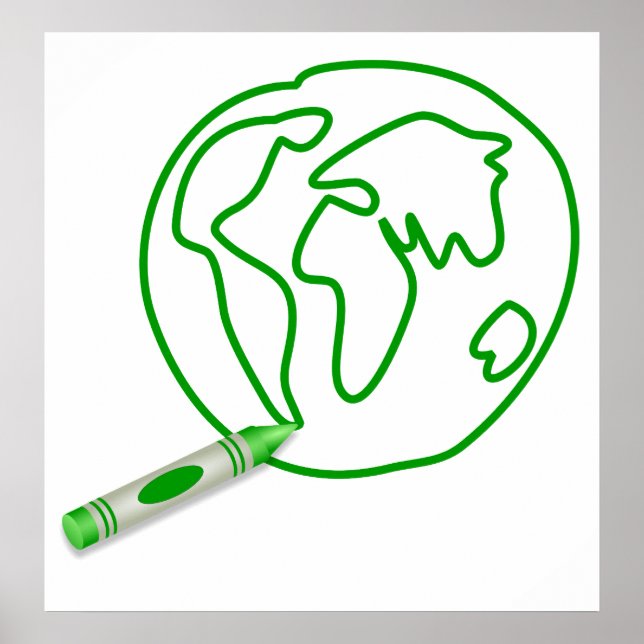 Affiches Crayon Green Globe (Devant)