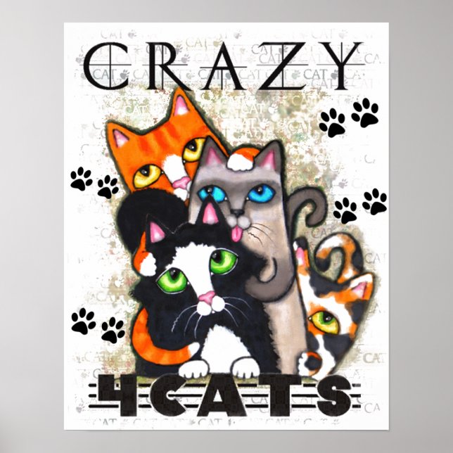 Affiches Crazy for Cats Art Print (Devant)
