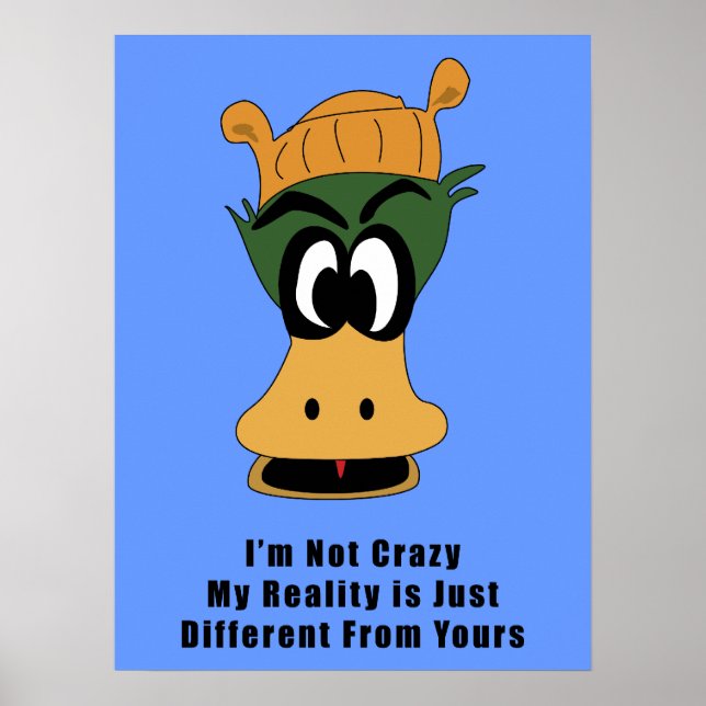 Affiches Crazy Green Cartoon Canard Réalité différente (Devant)