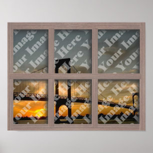 Affiches Create Your Own 6 Pane Bleached Brown Window Frame