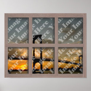 Affiches Create Your Own 6 Pane Bleached Brown Window Frame