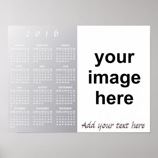 Affiches Create Your Own Custom 2016 Photo Calendar (Devant)