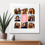 Affiches Create Your Own Instagram Collage Custom Monogram<br><div class="desc">Use 8 square photos to create a unique and personal gift. Or you can keep the hipster puppy and make a trendy keepsake. If you need to adjust the pictures,  click on the customize tool to make changes.</div>