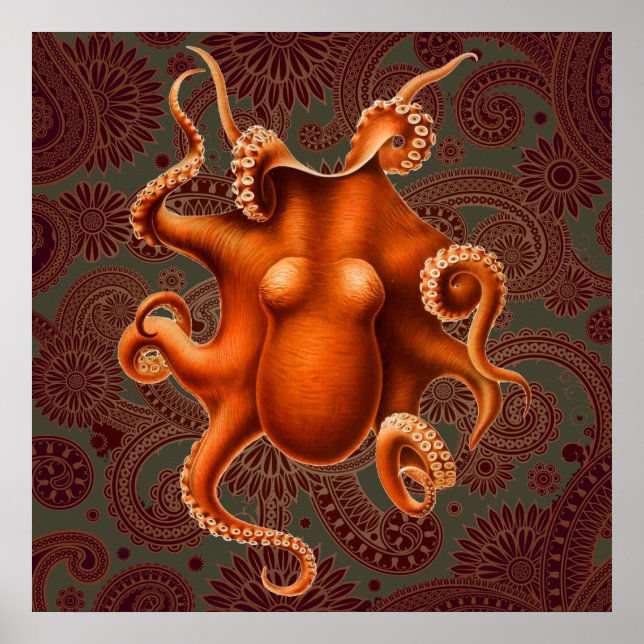 Affiches Créature du monstre de la mer d'Octopus Cephalapod (Devant)
