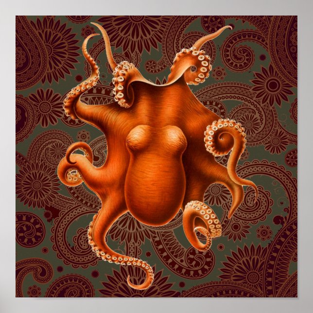 Affiches Créature du monstre de la mer d'Octopus Cephalapod (Devant)